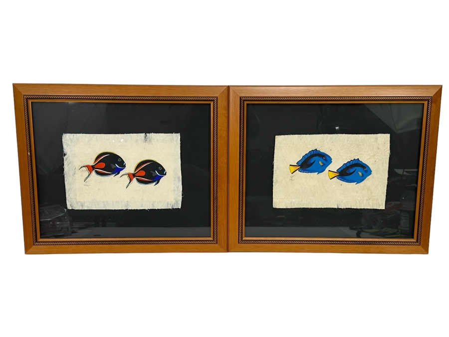 Pair Of Hand Signed Limited Edition Fish Prints Framed 23.5 X 20 [Photo 1]