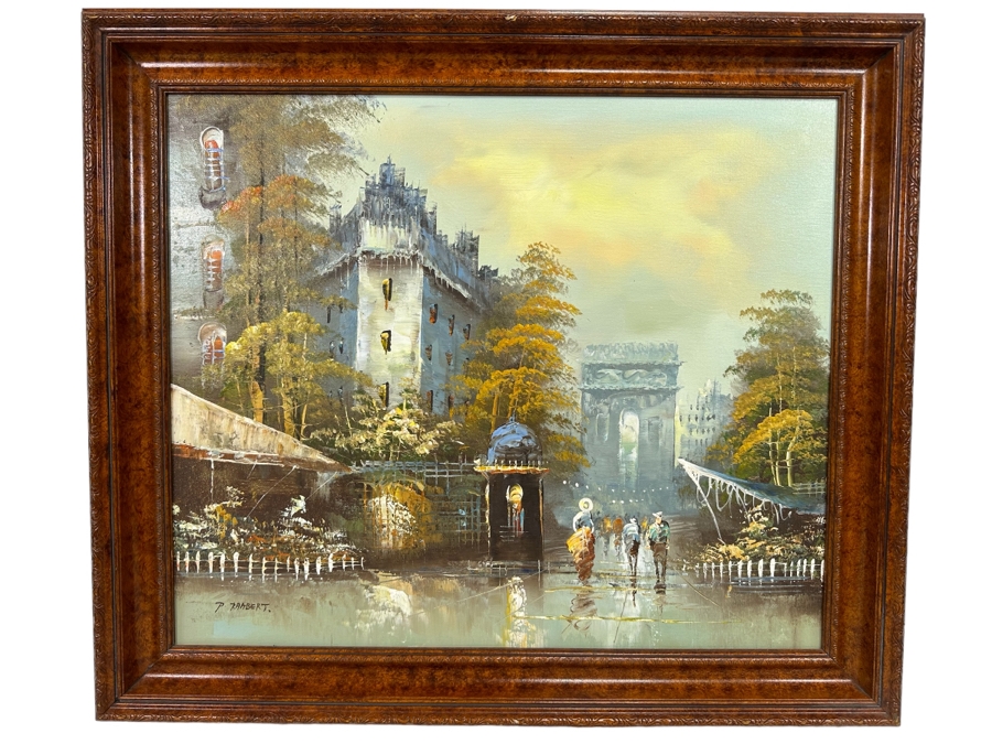 Original Parisian Cityscape Oil Painting On Canvas By Paul Rambert 24 X 20 Framed 29.5 X 25.5 [Photo 1]