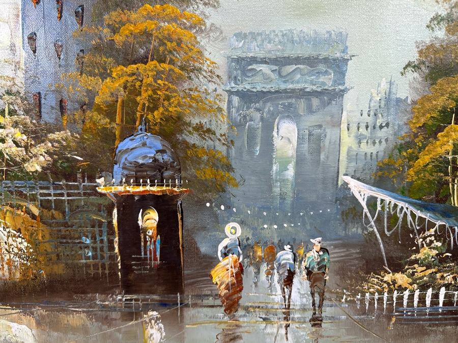 Original Parisian Cityscape Oil Painting On Canvas By Paul Rambert 24 X 20 Framed 29.5 X 25.5 [Photo 7]