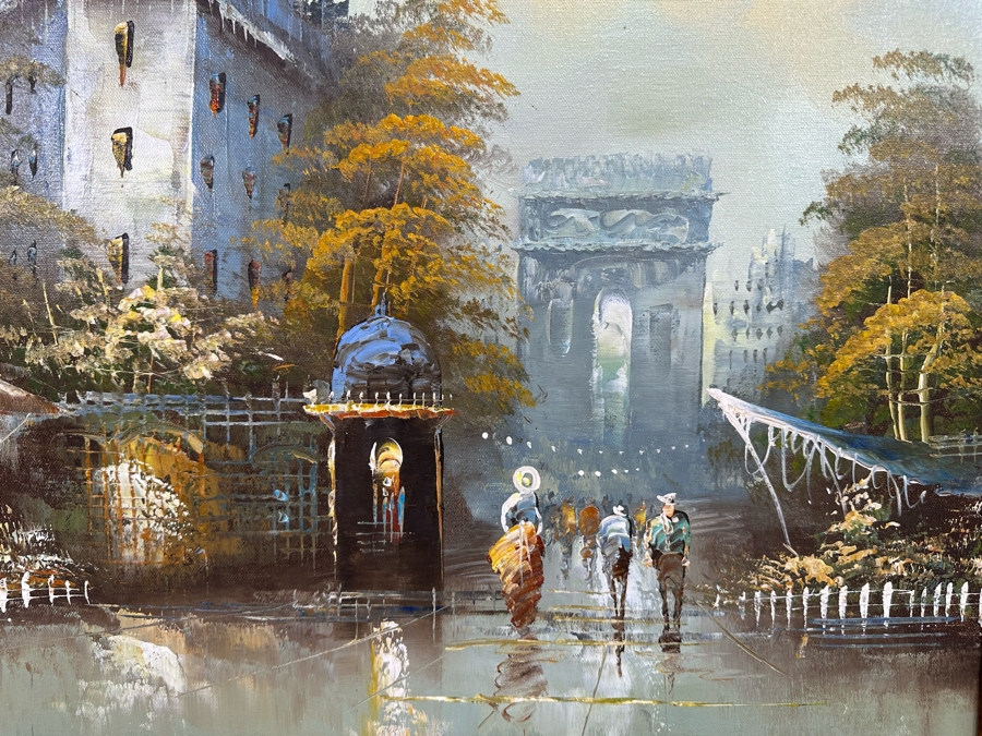 Original Parisian Cityscape Oil Painting On Canvas By Paul Rambert 24 X 20 Framed 29.5 X 25.5 [Photo 5]