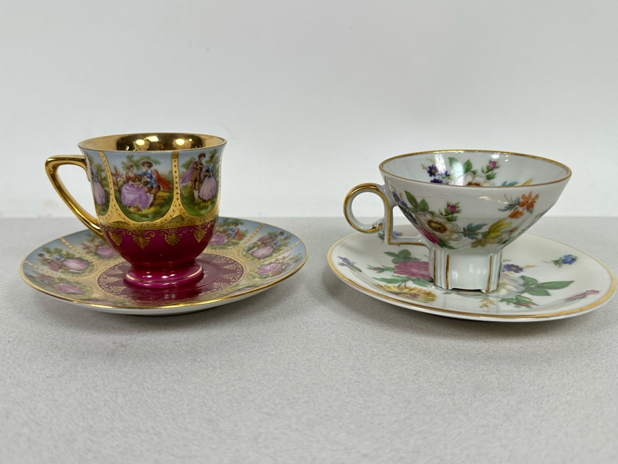 Pair Of Antique China Demitasse Cups And Saucers [Photo 3]