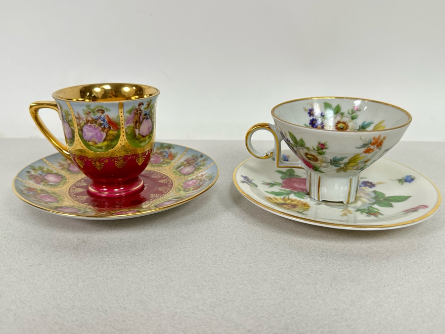 Pair Of Antique China Demitasse Cups And Saucers [Photo 2]