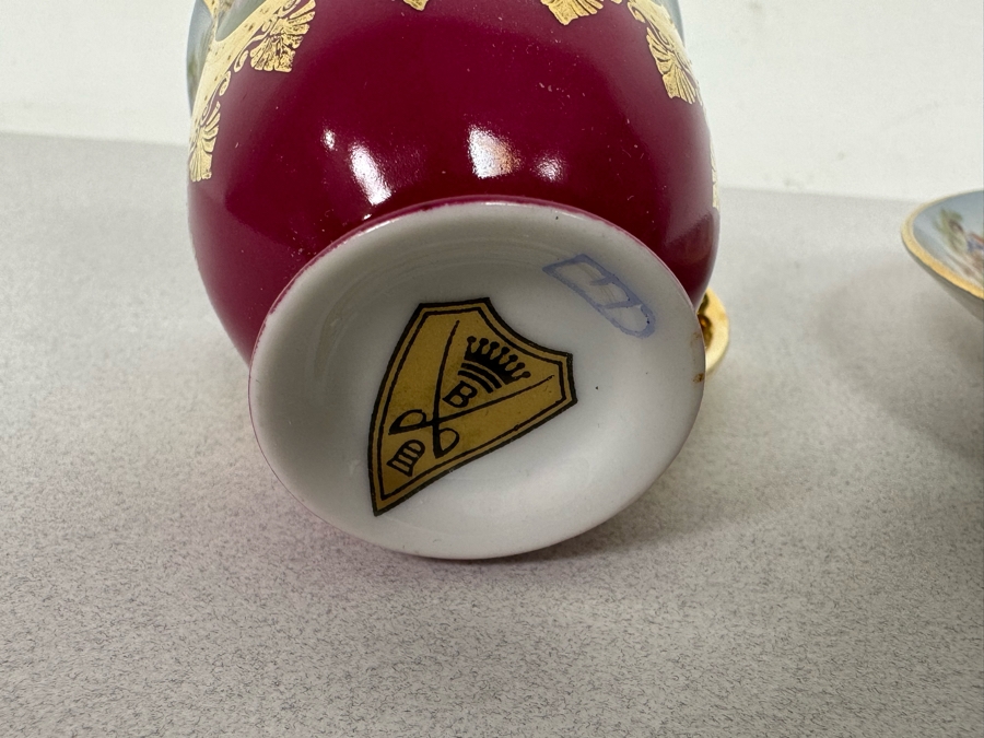 Pair Of Antique China Demitasse Cups And Saucers [Photo 10]