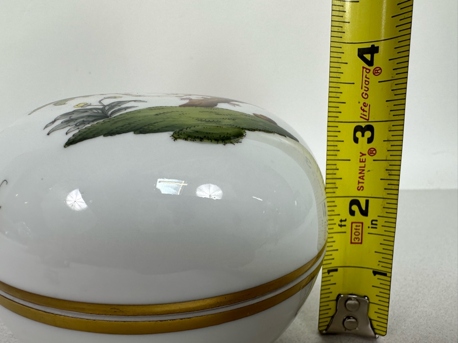 Hand Painted Herend Hungary Covered Round Box With Rothschild Bird Decoration 4.5W X 3H [Photo 14]