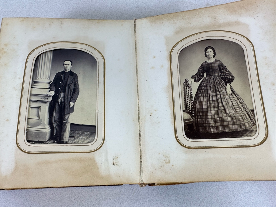 Antique Civil War Era Leather Photo Album With Photos 5W X 6H X 2.5D [Photo 39]