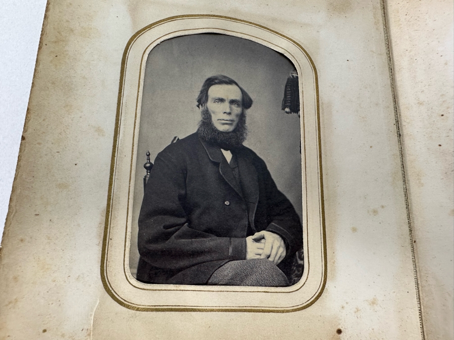 Antique Civil War Era Leather Photo Album With Photos 5W X 6H X 2.5D [Photo 19]