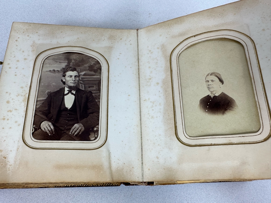 Antique Civil War Era Leather Photo Album With Photos 5W X 6H X 2.5D [Photo 36]