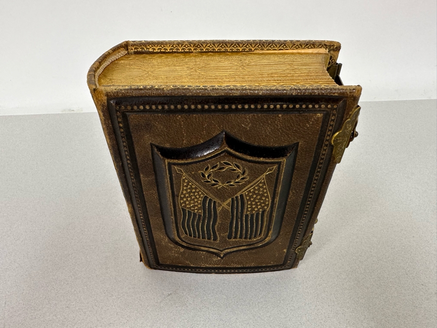 Antique Civil War Era Leather Photo Album With Photos 5W X 6H X 2.5D [Photo 6]