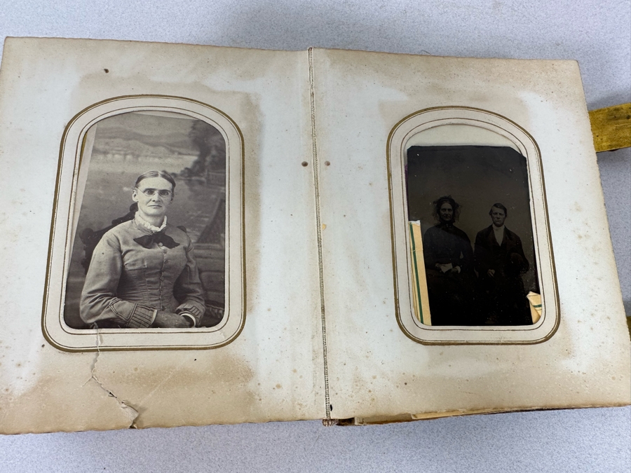 Antique Civil War Era Leather Photo Album With Photos 5W X 6H X 2.5D [Photo 42]