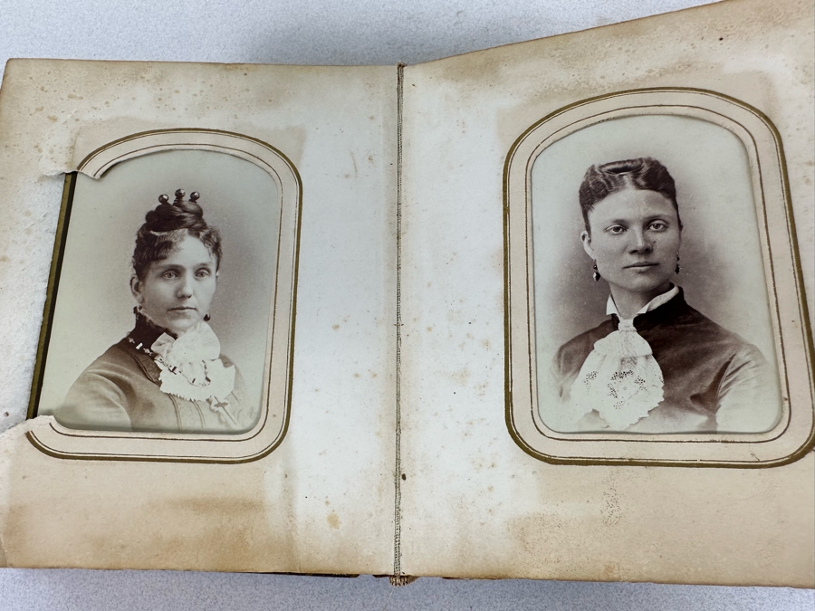 Antique Civil War Era Leather Photo Album With Photos 5W X 6H X 2.5D [Photo 34]