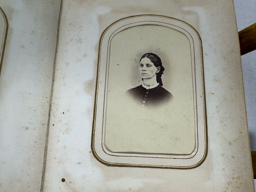 Antique Civil War Era Leather Photo Album With Photos 5W X 6H X 2.5D [Photo 18]