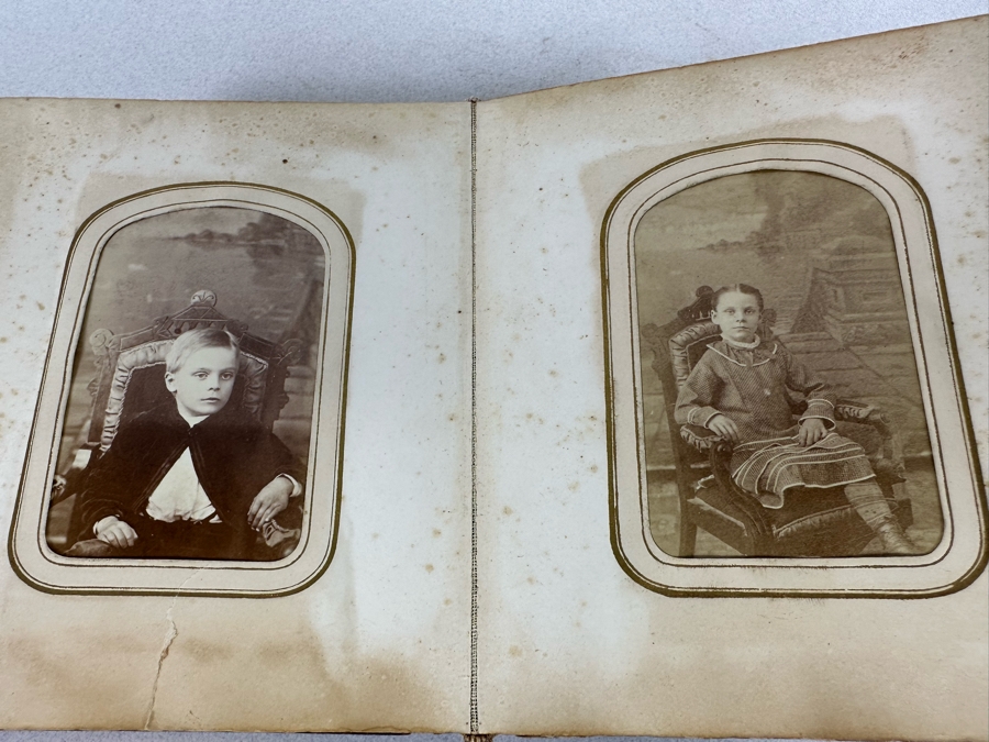 Antique Civil War Era Leather Photo Album With Photos 5W X 6H X 2.5D [Photo 35]