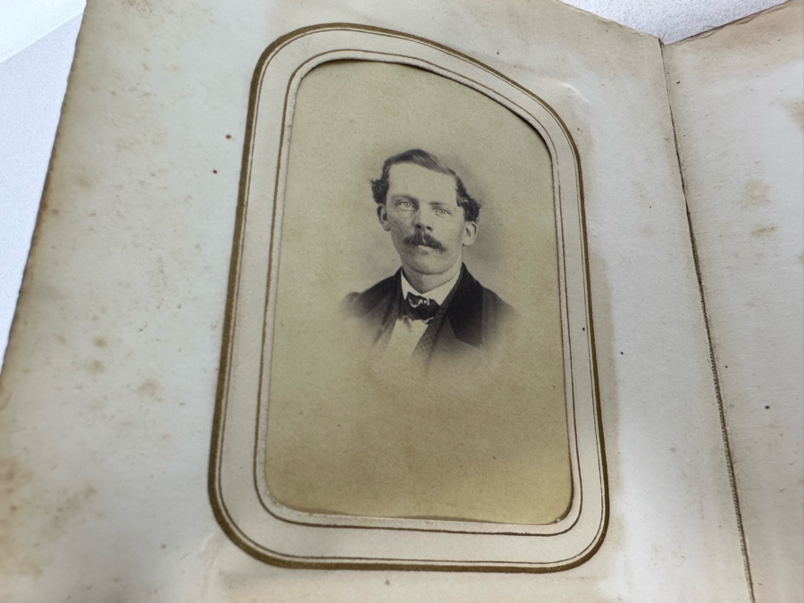 Antique Civil War Era Leather Photo Album With Photos 5W X 6H X 2.5D [Photo 25]