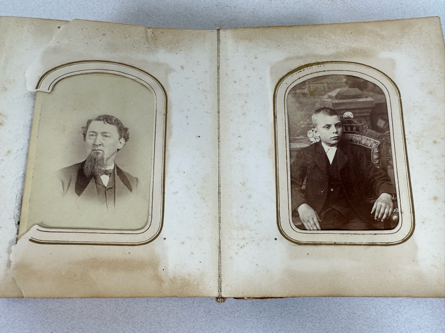 Antique Civil War Era Leather Photo Album With Photos 5W X 6H X 2.5D [Photo 37]