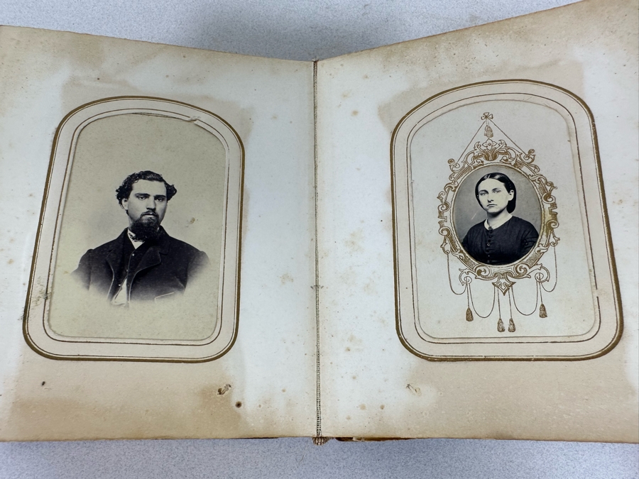 Antique Civil War Era Leather Photo Album With Photos 5W X 6H X 2.5D [Photo 38]