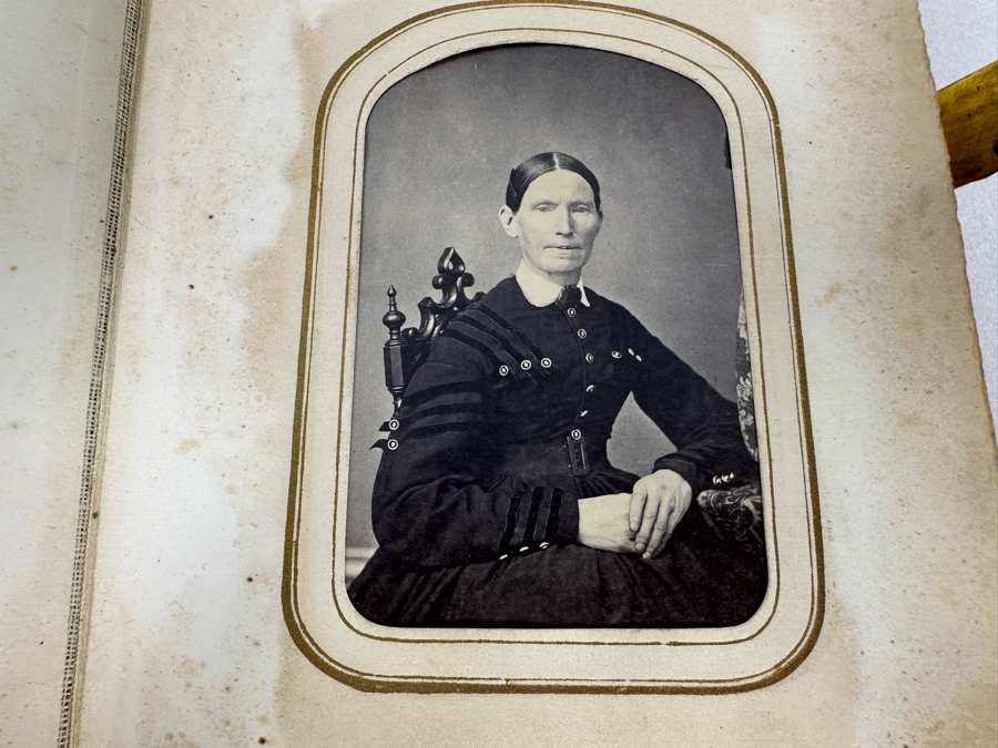 Antique Civil War Era Leather Photo Album With Photos 5W X 6H X 2.5D [Photo 20]