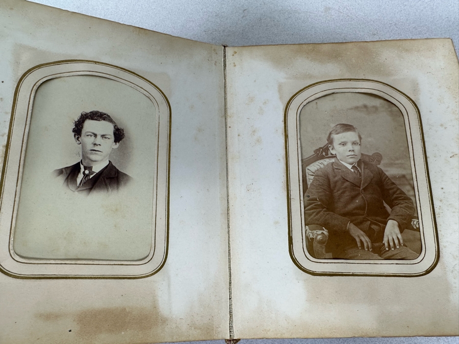 Antique Civil War Era Leather Photo Album With Photos 5W X 6H X 2.5D [Photo 33]