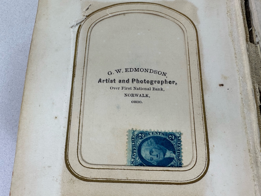 Antique Civil War Era Leather Photo Album With Photos 5W X 6H X 2.5D [Photo 46]