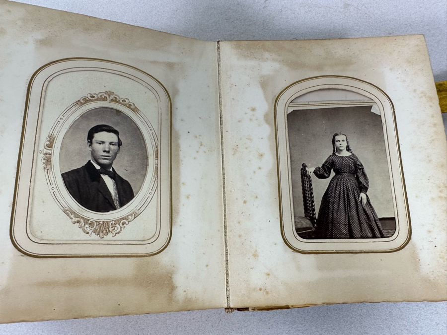 Antique Civil War Era Leather Photo Album With Photos 5W X 6H X 2.5D [Photo 41]