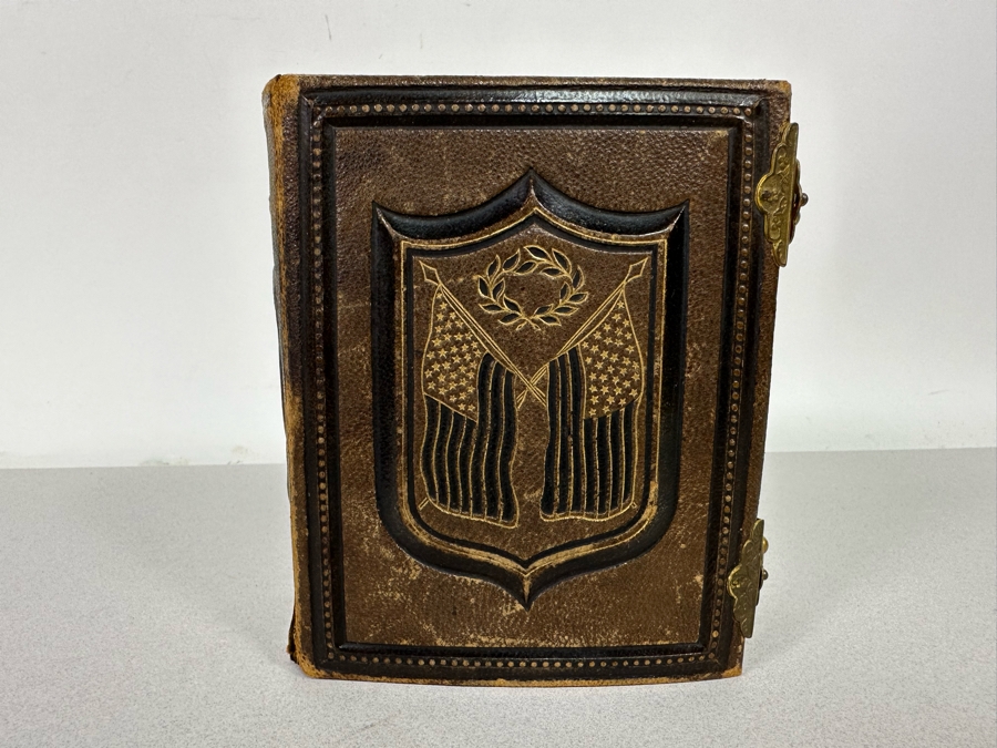 Antique Civil War Era Leather Photo Album With Photos 5W X 6H X 2.5D [Photo 5]