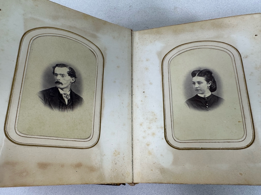 Antique Civil War Era Leather Photo Album With Photos 5W X 6H X 2.5D [Photo 23]