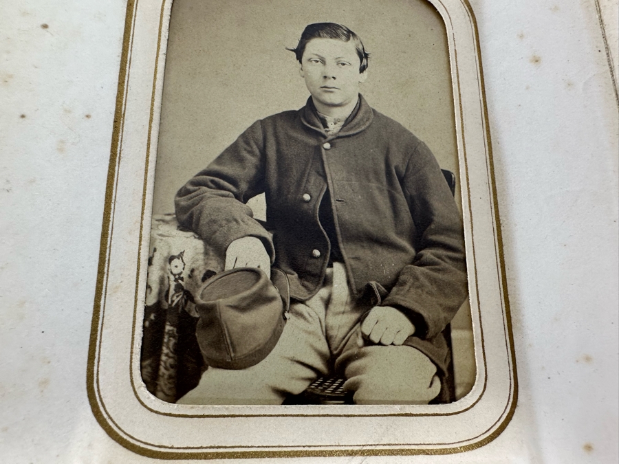 Antique Civil War Era Leather Photo Album With Photos 5W X 6H X 2.5D [Photo 31]