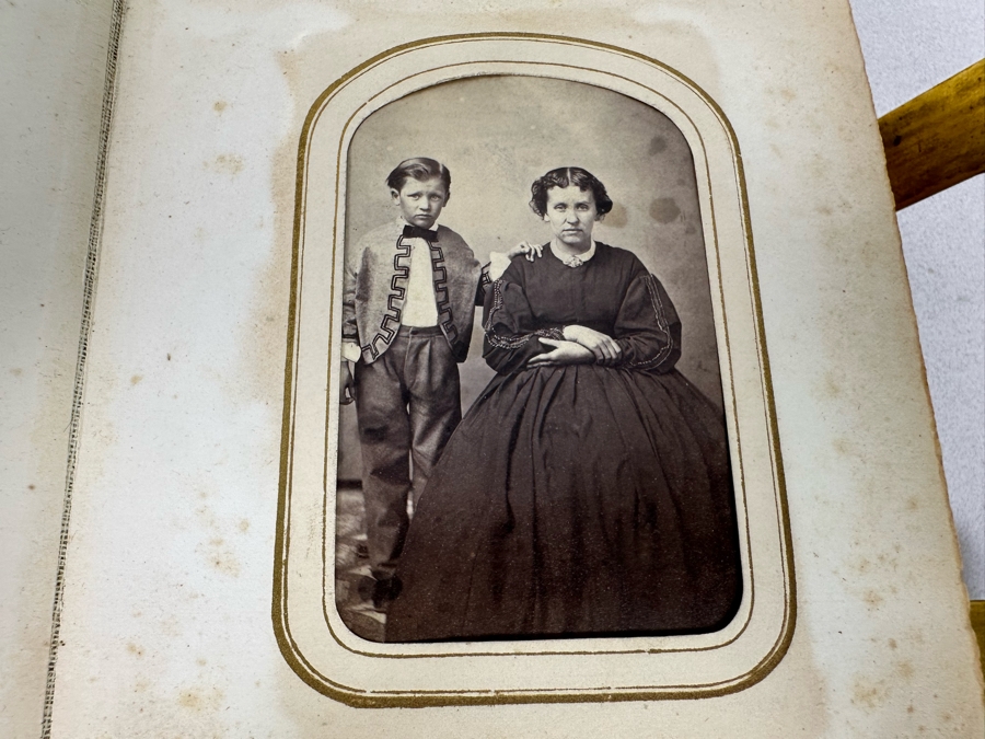 Antique Civil War Era Leather Photo Album With Photos 5W X 6H X 2.5D [Photo 22]