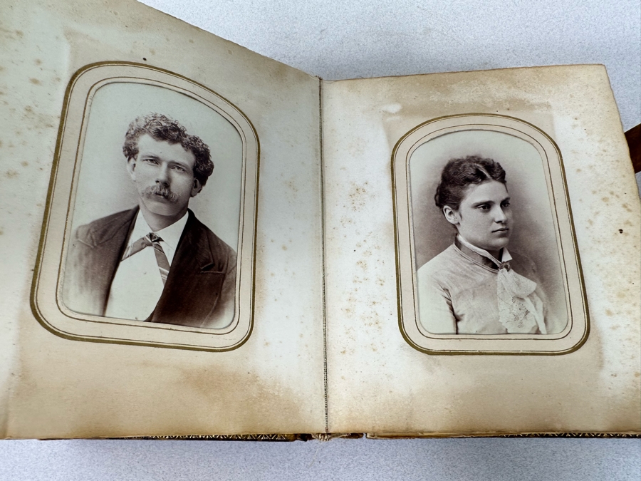 Antique Civil War Era Leather Photo Album With Photos 5W X 6H X 2.5D [Photo 29]