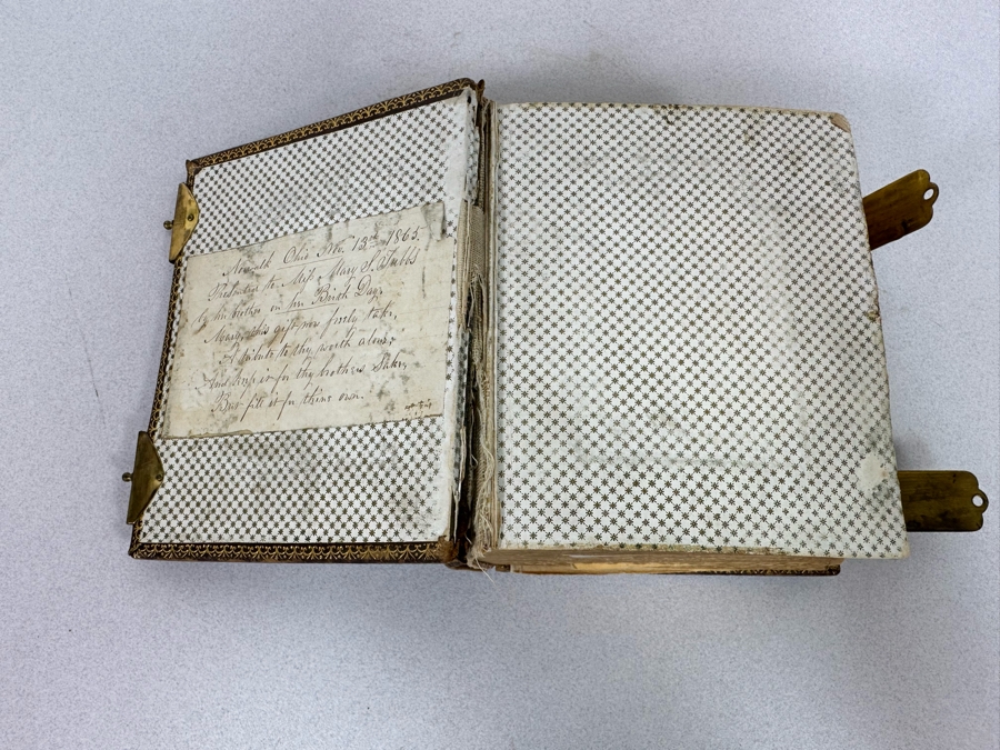 Antique Civil War Era Leather Photo Album With Photos 5W X 6H X 2.5D [Photo 9]