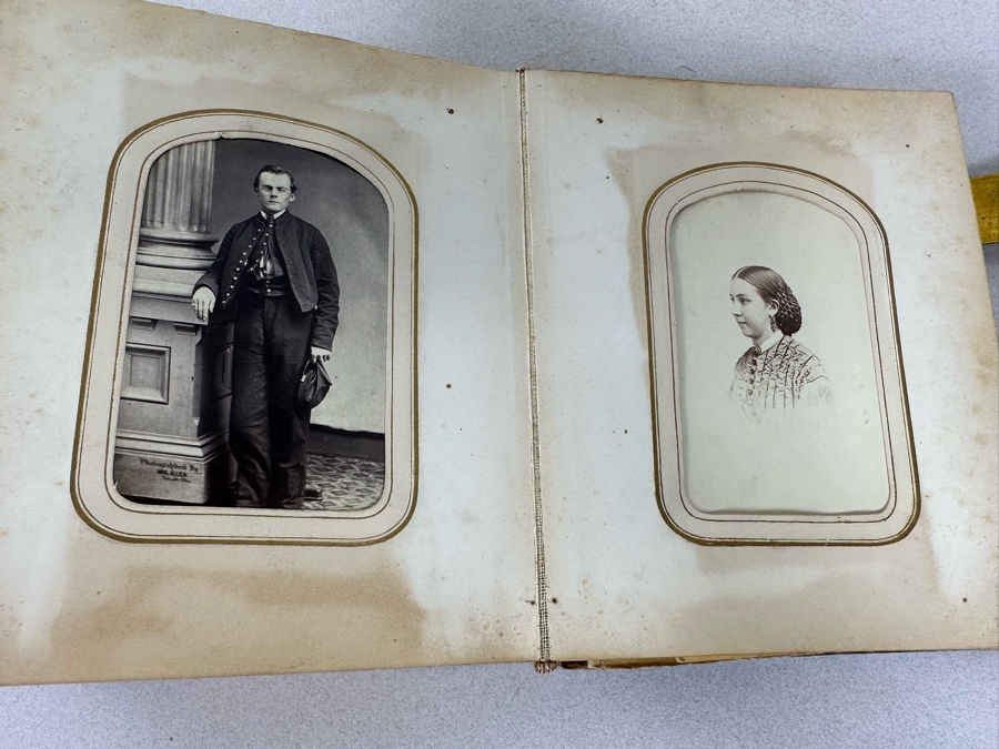 Antique Civil War Era Leather Photo Album With Photos 5W X 6H X 2.5D [Photo 40]