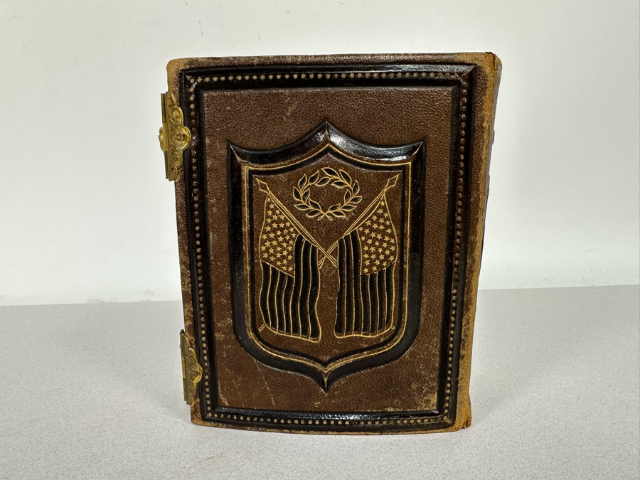 Antique Civil War Era Leather Photo Album With Photos 5W X 6H X 2.5D [Photo 8]