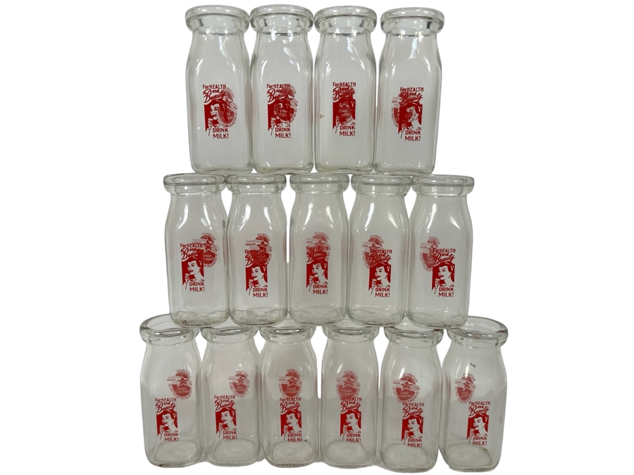 (15) Vintage For Health And Beauty Drink Milk Small Milk Bottles North Star Brand Spruce Crossing Mich 5.5H