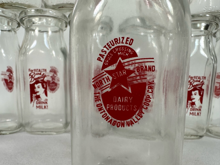 (15) Vintage For Health And Beauty Drink Milk Small Milk Bottles North Star Brand Spruce Crossing Mich 5.5H [Photo 6]