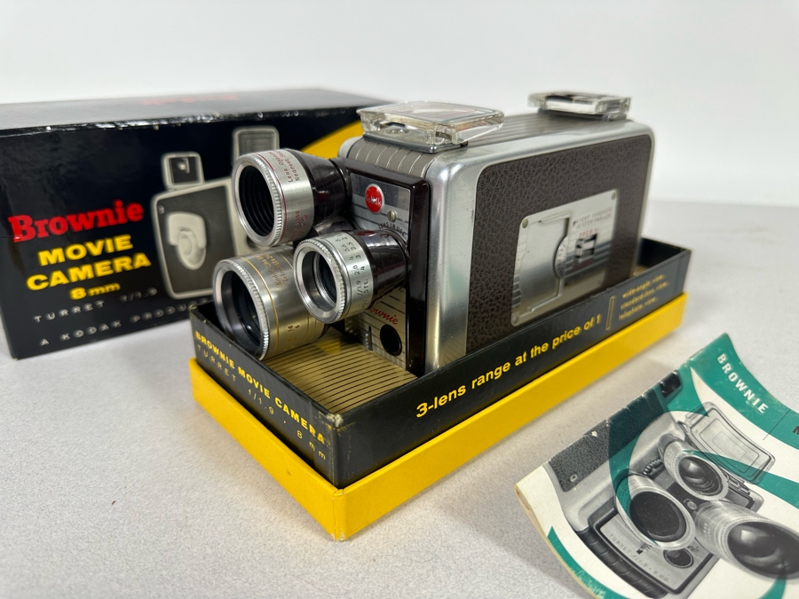 Kodak Brownie 8mm Movie Camera With Original Box And Manual 3-Lens [Photo 2]