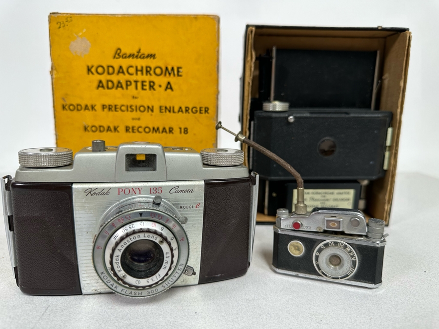 Vintage Kodak Pony 135 Film Camera, Bantam Kodachrome Adapter A For Kodak Precision Enlarger And Vintage Camera Style Lighter [Photo 3]