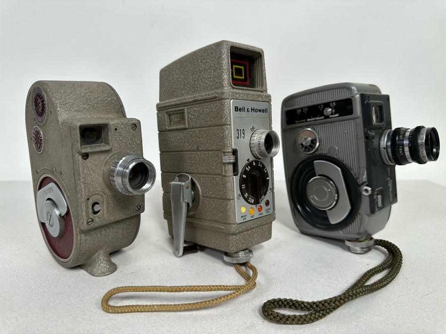 3 Vintage Movie Film Cameras: Yashica-8 Motion Film Camera And A Pair Of Bell & Howell Motion Film Cameras  [Photo 2]
