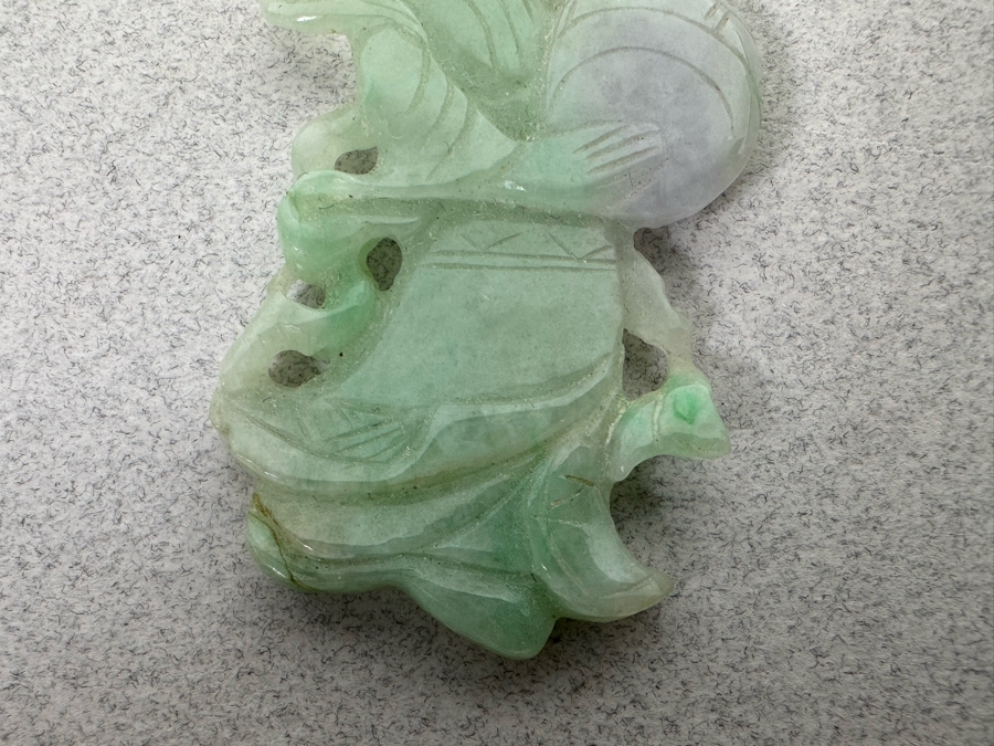 Vintage Chinese Carved Jade Pendant With 14K Gold Bale 10.1g [Photo 7]