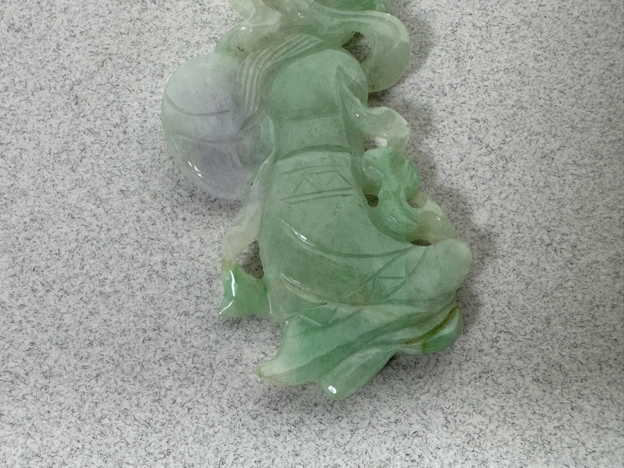 Vintage Chinese Carved Jade Pendant With 14K Gold Bale 10.1g [Photo 12]