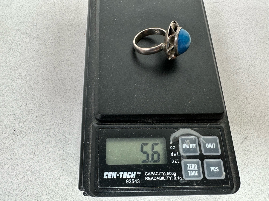 Sterling Silver Cabochon Turquoise Ring Size 5 5.6g [Photo 9]