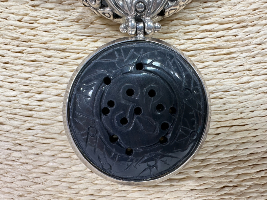 17' Multi-Strand Pearl Necklace With Carved Stone Pendant [Photo 8]