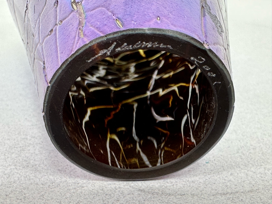 Signed Stuart Abelman Art Glass Hummingbird Feeder 12L [Photo 10]