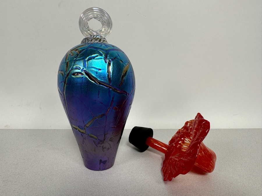 Signed Stuart Abelman Art Glass Hummingbird Feeder 12L [Photo 4]