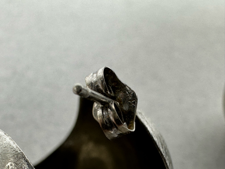 Pair Of Modernist Sterling Silver Earrings With 14K Backs 5.6g [Photo 5]