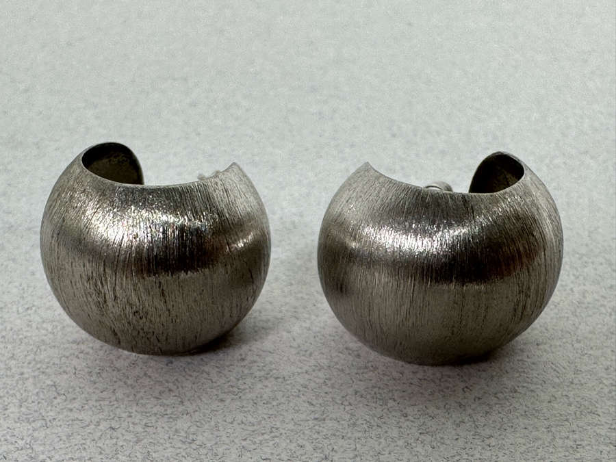 Pair Of Modernist Sterling Silver Earrings With 14K Backs 5.6g [Photo 3]
