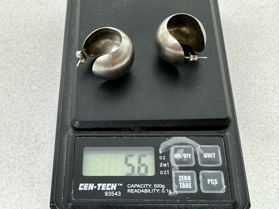 Pair Of Modernist Sterling Silver Earrings With 14K Backs 5.6g [Photo 7]