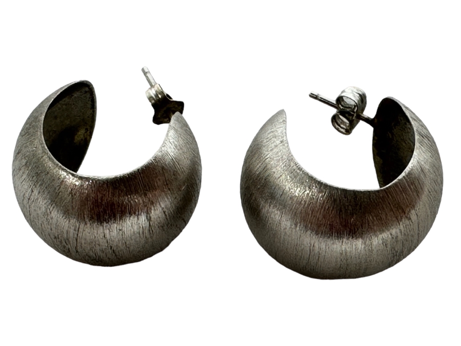 Pair Of Modernist Sterling Silver Earrings With 14K Backs 5.6g