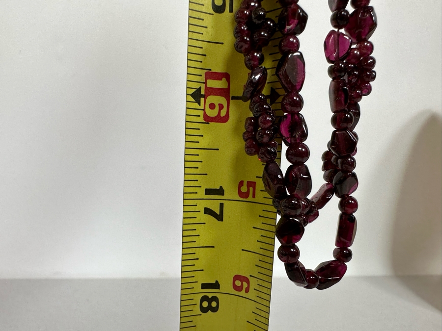 Pair Of 34'L Red Garnet Bead Necklace 119g [Photo 7]