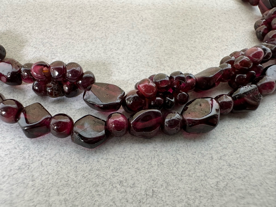 Pair Of 34'L Red Garnet Bead Necklace 119g [Photo 4]