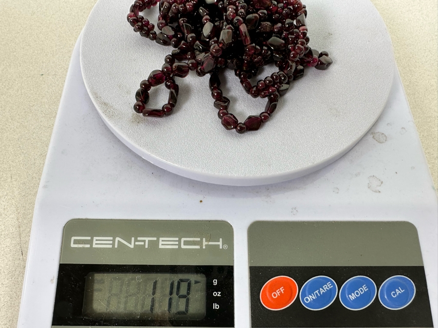 Pair Of 34'L Red Garnet Bead Necklace 119g [Photo 8]