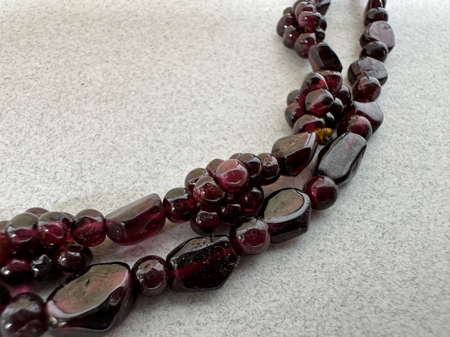 Pair Of 34'L Red Garnet Bead Necklace 119g [Photo 5]